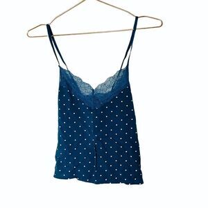 EUC Gilly Hicks Navy Blue Polka Dot Lace Crop Top XS